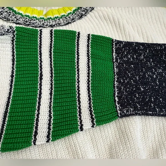 Anthropologie Daily Practice Le Tour Crop Crewneck Sweater Bike White Cotton L - Picture 7 of 9